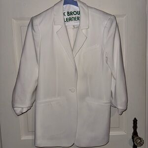 Cinq a Sept 5á7 Khloe White Blazer with Classic Lapel and 3/4 Sleeves